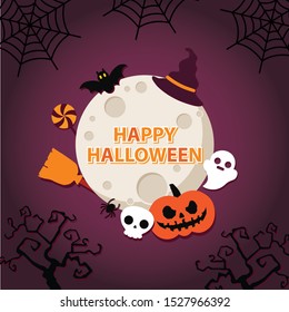 Halloween Background template vector Illustration.