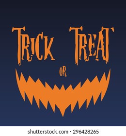 Halloween background with text and a pumpkin face. Vector illustration