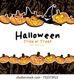 Halloween background Texture with pumpkin and a witch hat.