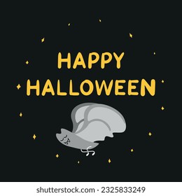 Halloween background, Halloween theme, Halloween doodles, set of Halloween elements, ghost, mummy, skull, zombie, silhouette of a spider, cobweb