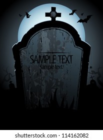 Halloween background with tomb and place for text.