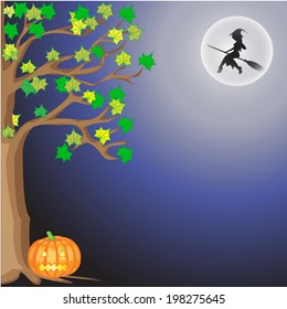 Halloween background with tree