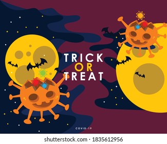 Halloween background trick or treat with covid-19