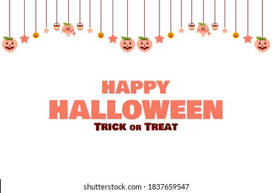 Halloween background. Trick or treat background. Halloween fun banner. Halloween party. Happy Halloween. Cute style peach character.