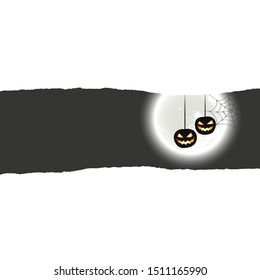 Halloween background with two hanging pumpkins. Vector illustration