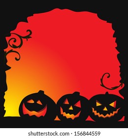 Halloween background - two pumpkins 