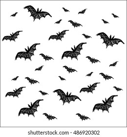 Halloween background. Vector. Bats on white background