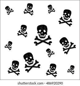 Halloween background. Vector. Black skulls on white background