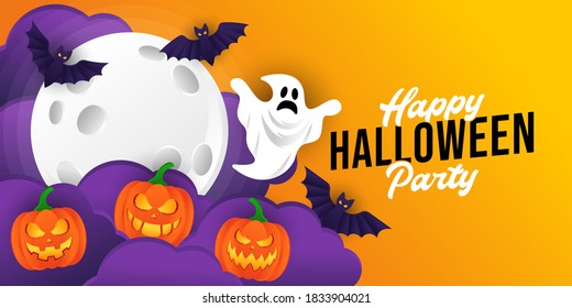 Halloween background vector illustration design template. Decorative Halloween vector background in trendy cartoon style. Happy Halloween banner, poster, greeting card or party invitation background