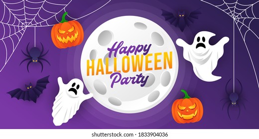 Halloween background vector illustration design template. Decorative Halloween vector background in trendy cartoon style. Happy Halloween banner, poster, greeting card or party invitation background