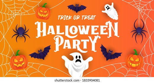 Halloween background vector illustration design template. Decorative Halloween vector background in trendy cartoon style. Happy Halloween banner, poster, greeting card or party invitation background