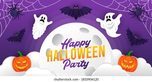 Halloween background vector illustration design template. Decorative Halloween vector background in trendy cartoon style. Happy Halloween banner, poster, greeting card or party invitation background