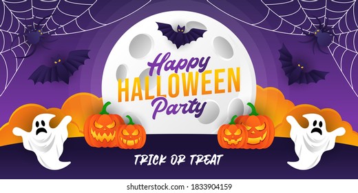 Halloween background vector illustration design template. Decorative Halloween vector background in trendy cartoon style. Happy Halloween banner, poster, greeting card or party invitation background