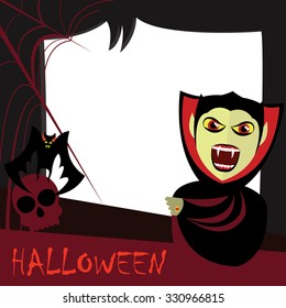 Halloween background. Vector illustration in flat design style. Dracula
