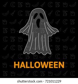 Halloween Background. Vector Illustration. Flat Halloween Icons