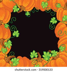 Halloween Background. Vector Illustration. Frame with pumpkins.