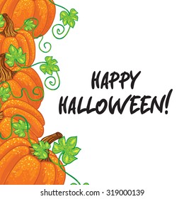Halloween Background. Vector Illustration. Frame with pumpkins.