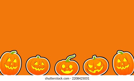 Halloween background vector illustration. Jack o' lantern pumpkins with copy space	