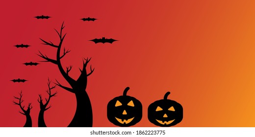 Halloween Background vector illustration. Halloween ornaments on orange background.