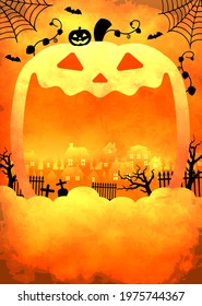 Halloween background vector illustration. Poster (flyer) template design (text space) 