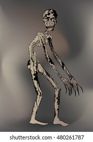 Halloween  background, vector illustration,Skull sketch element isolated.