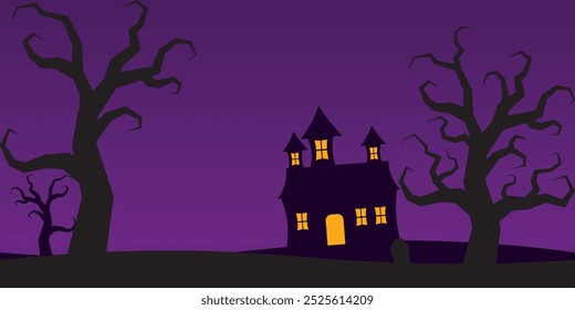Halloween background vector, Halloween night,spooky atmosphere, pumpkin, halloween night silhouette design.