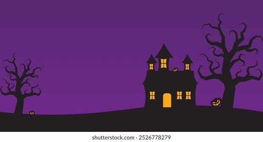 Halloween background vector, Halloween night,spooky atmosphere, pumpkin, halloween night silhouette design.