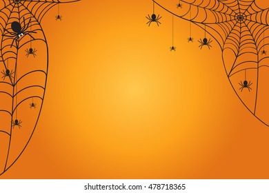  Antecedentes de Halloween. Anaranjado vector Halloween con telaraña y arañas. Ilustración del vector