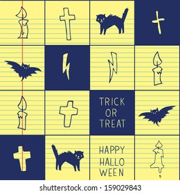 Halloween background. Vector pattern for web page backgrounds, postcards, greeting cards, invitations, pattern fills, surface textures.