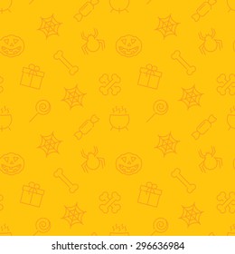 Halloween background. Vector seamless pattern for web or print design with Halloween theme linear symbols.