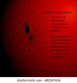 Halloween background with web and spider Dark background