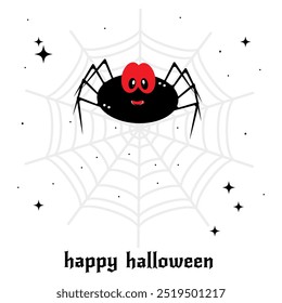 Fundo de Halloween com teia e aranha. Ilustração vetorial.