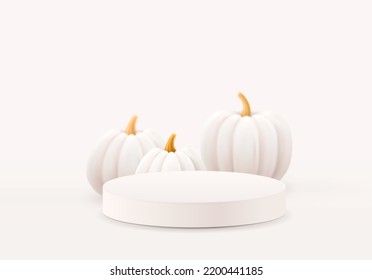 Halloween background, white pumpkins set. Greeting card for party and sale. Autumn holidays. Vector illustration EPS10.