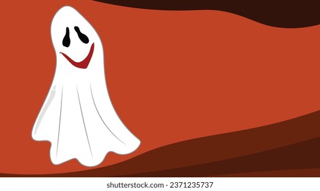 halloween background white scary ghost spookey illustration with cute white fabric in the hill