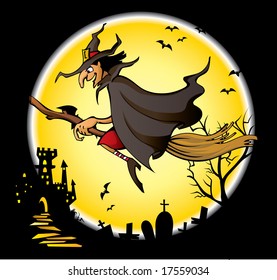 Halloween background with witch