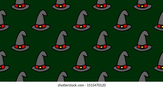 Halloween background of witch hat flat design  icon pattern wallpaper - Vector
