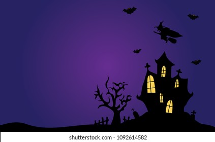 Halloween background of Witch on the dark violet sky vector