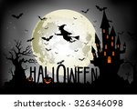 Halloween background of Witch on the full moon. Vector