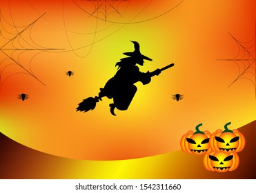 halloween background with yellow color. vector illustration