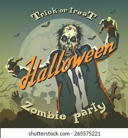 halloween background with zombie