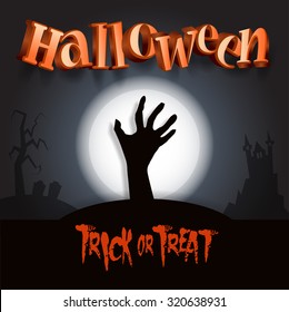 halloween background with zombie hand