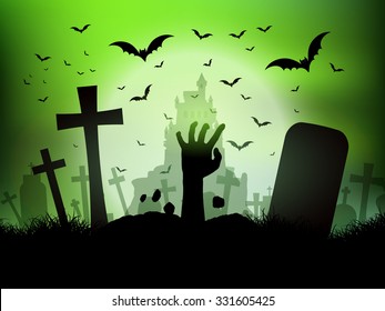 Halloween background with zombie hand