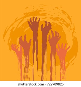 Halloween background with zombie hand 