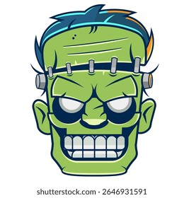 Halloween background with zombie and walking dead, cemetery for holiday poster. Creepy and mystical background with cross, grave, tombstone and skeleton for dark fear october design