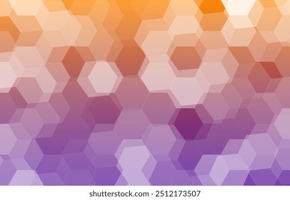 Halloween background.Geometric polygon hexagon on gradient purple and orange background.Geometry graphic vector wallpaper.	