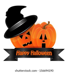 halloween background.pumpkin orange and black ribbon isolated on white background.vector