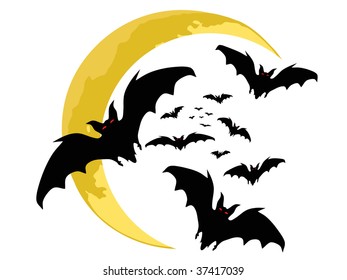halloween backgrounds. bats silhouette . vector