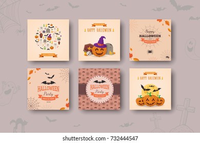 Halloween backgrounds collection. All Hallows Night holiday design. Vector templates easy to edit.