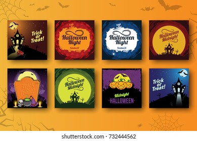 Halloween backgrounds collection. All Hallows Night holiday design. Vector templates easy to edit.