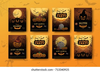 Halloween backgrounds collection. Traditional design for october events. Vector templates easy to edit.